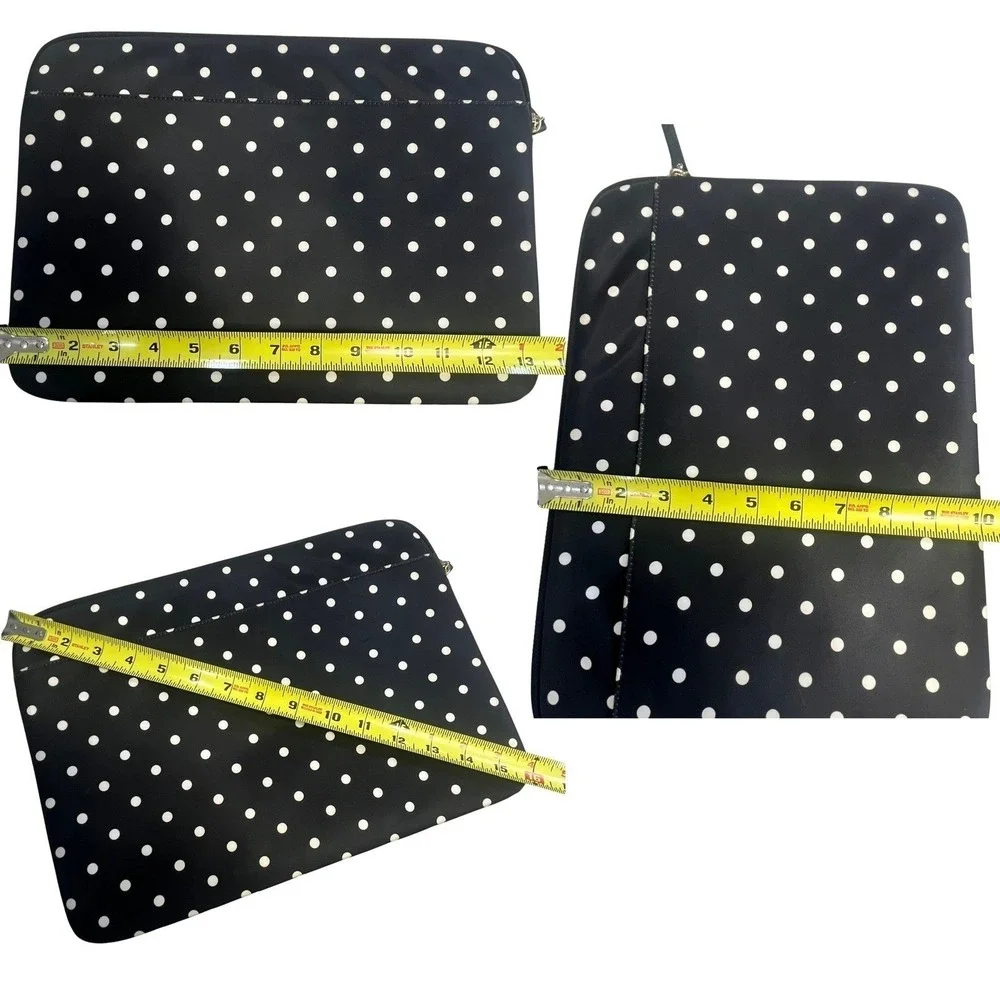 Kate Spade New York Black White Polka Dot Tablet Case Zipper Sleeve iPad Pouch